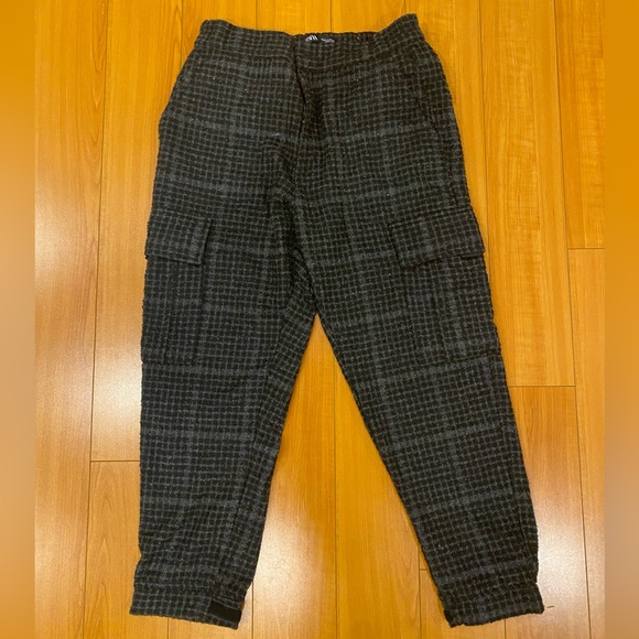 Zara Pants Zara Men Grey And Black Plaid Cargo Pants Poshmark